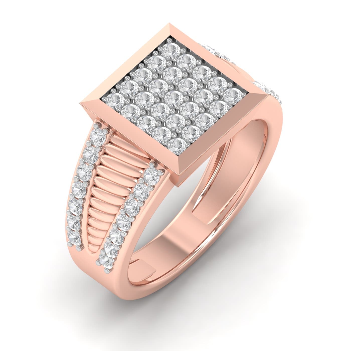Diamond Square Cluster Mens Ring