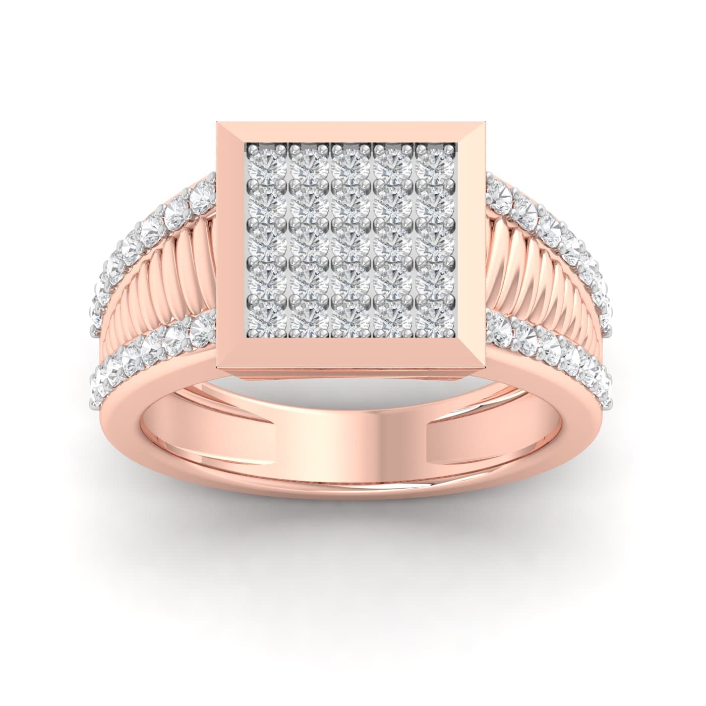 Diamond Square Cluster Mens Ring