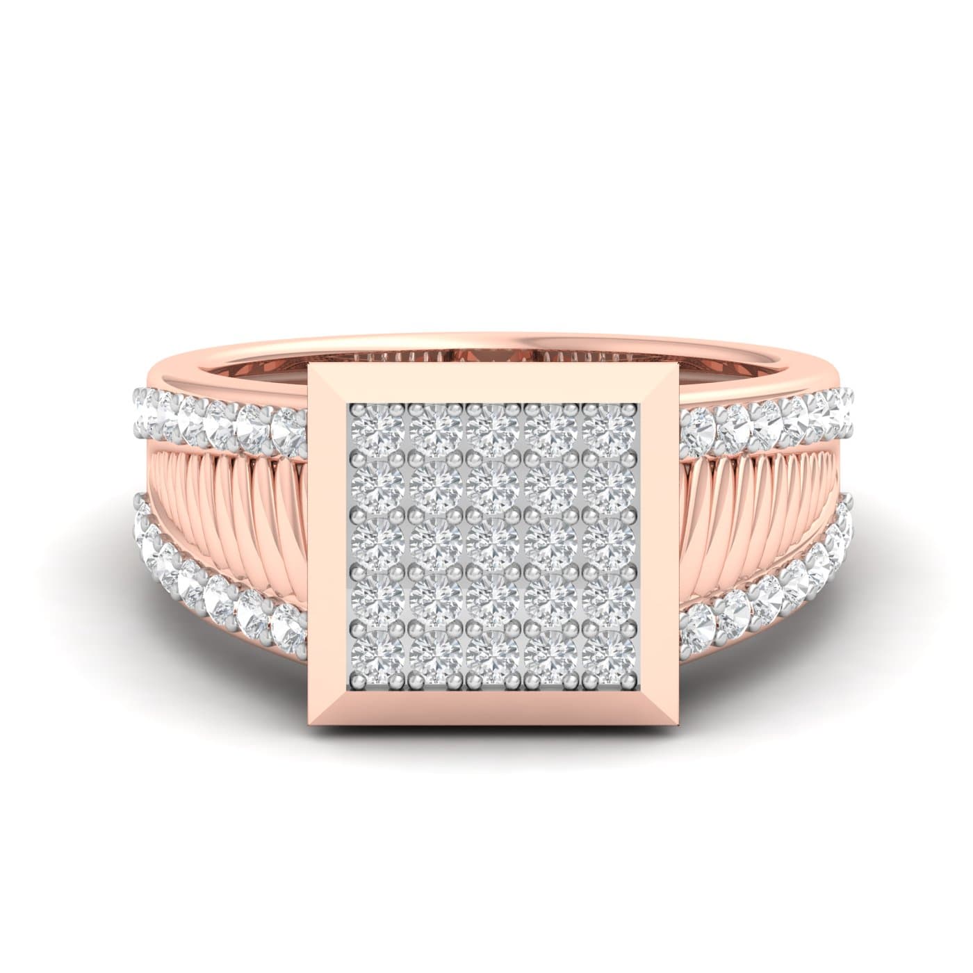 Diamond Square Cluster Mens Ring