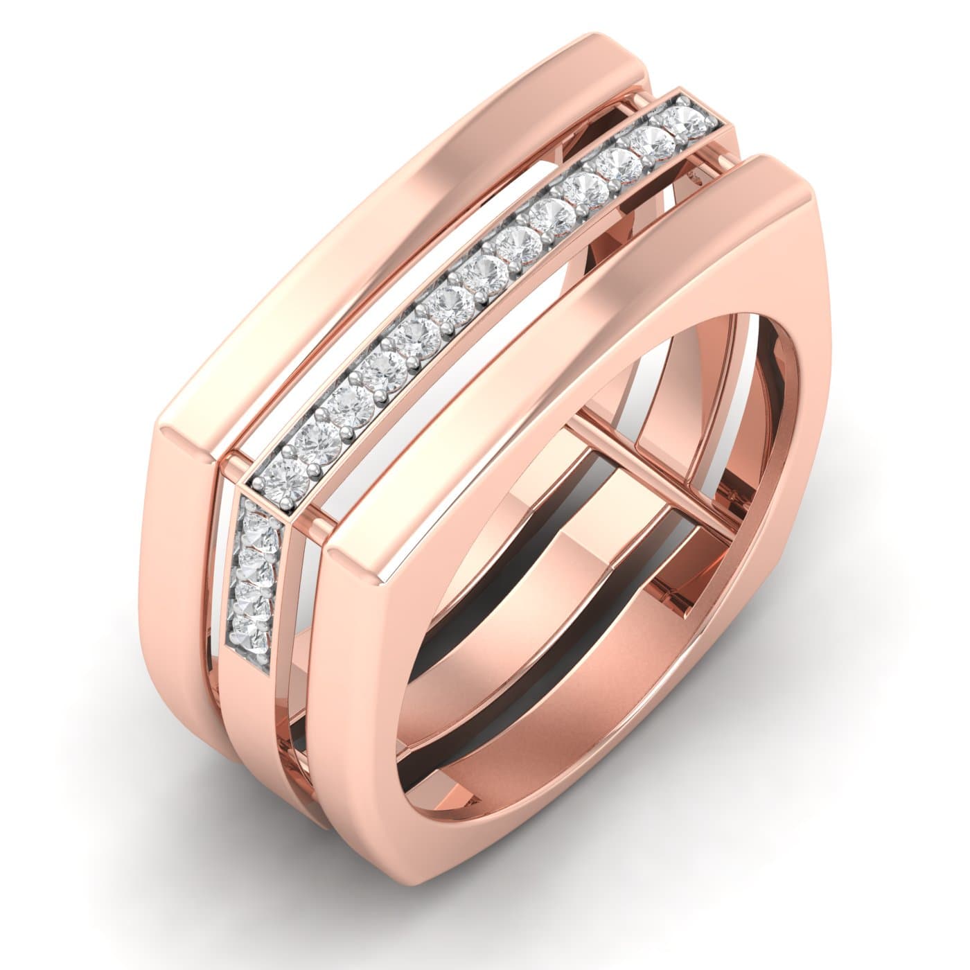 Geometric Mens Diamond Ring
