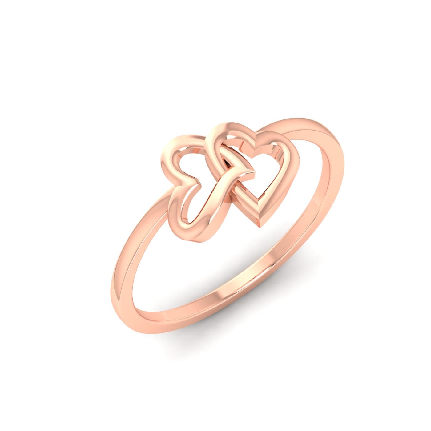 Twin Heart Plain Gold Ring