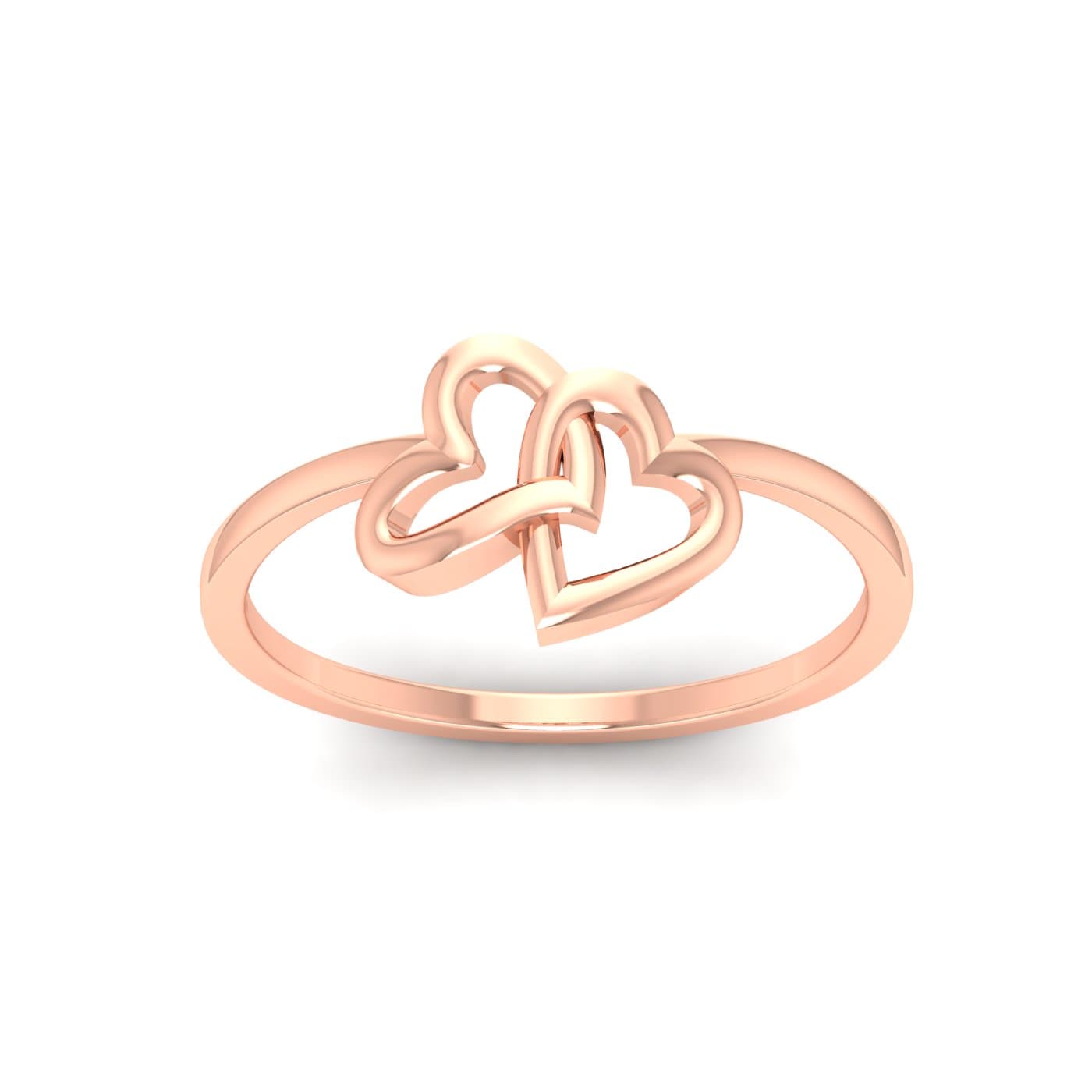 Twin Heart Plain Gold Ring