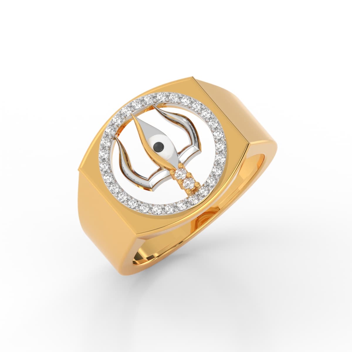 Blessed Trishul Diamond Mens Ring