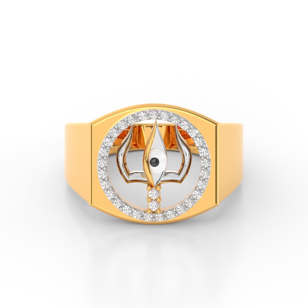 Blessed Trishul Diamond Mens Ring